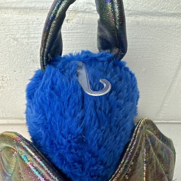 Dragon Plush Stuffed Animal Blue Green Iridescent Wings Horns Glitter Eyes P1 - Picture 4 of 9